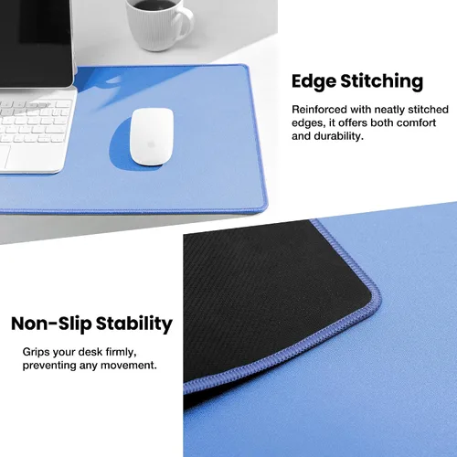 Miniatura 4 de ALOANES Alfombrilla de mouse impermeable, alfombrilla de teclado grande para juegos con base antideslizante, superficie jacquard de grano, Azul