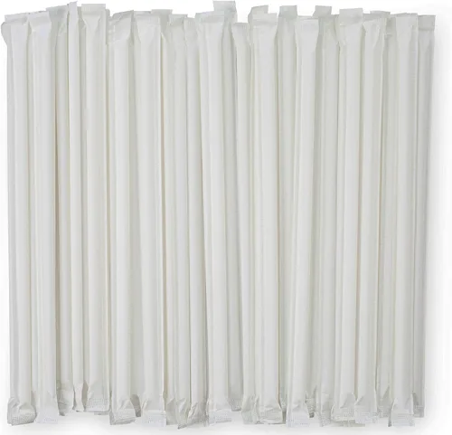 DuraHome Pajitas de plástico blancas envueltas individualmente, paquete de 1000 popotes de 8 pulgadas, sin BPA, popotes desechables estilo Blanco