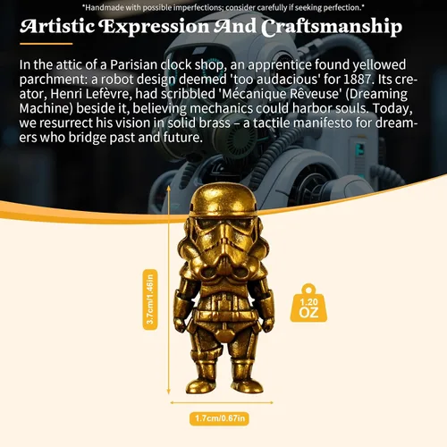 Miniatura 3 de CHOVY Figura de robot de latón antiguo, decoración retro de latón macizo pesado, escultura de arte biomecánica para coleccionistas, regalo Steampunk