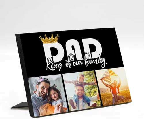Miniatura 14 de InterestPrint Panel de fotos personalizado para papá y nombre para exhibición de mesa Daddy to Us You're the World, marco de fotos personalizado