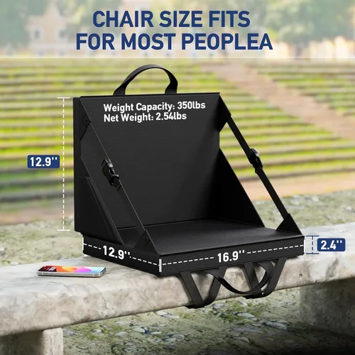 Miniatura 2 de Asientos de estadio con respaldo - Silla plegable de gradas para playa y campamento - Cojines portátiles de gradas para adultos y niños - Banco