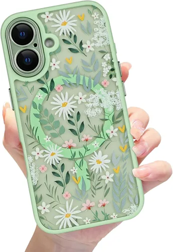 Miniatura 40 de Compatible con el teléfono 13 Pro - Funda magnética mate translúcida, de lujo, a prueba de golpes, magnética y con bonito patrón de flores, carcasa