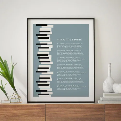 Miniatura 5 de Piano Keys Custom Songs Lyric Wall Art Print, Personalized Music Poster For Gallery Wall (Blue 11x14" Unframed Print)