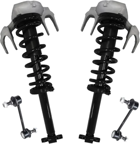 Miniatura 60 de Detroit Axle - Kit de 4 barras estabilizadoras delanteras para Ford F-150 2021 2022 2023 2024, 2 puntales con resorte helicoidal, 2 eslabones