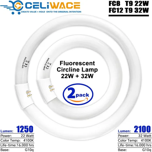 Miniatura 6 de FC8T9/CW 22W y FC12T9/CW 32W Set de focos blancos fríos, focos circulares de 8 pulgadas T9 de 22 vatios, foco fluorescente circline de 12 pulgadas