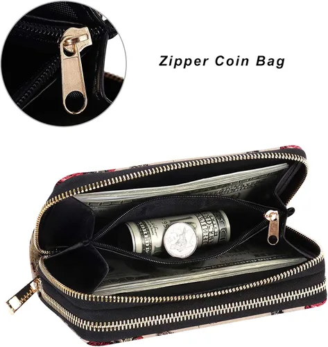 Miniatura 3 de HAWEE - Cartera para teléfono celular, con dos cierres y correa larga extraíble para la muñeca, para mujer