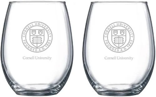 Miniatura 48 de RFSJ Juego de 2 copas de vino o bebidas con logotipo de Satin Frost (Harvard)