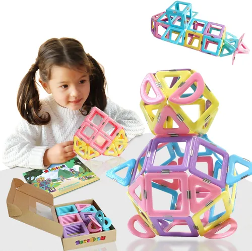 Miniatura 2 de MAGBLOCK Juguetes para niñas pequeñas, azulejos magnéticos, 52 piezas, regalos de cumpleaños para niñas, bloques de construcción magnéticos