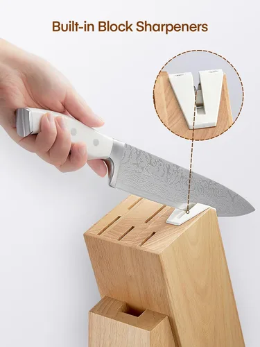 Miniatura 3 de D.Perlla - Juego de cuchillos de cocina de 8 piezas con afilador integrado, juego de bloques de cuchillos de acero inoxidable alemán de carbono