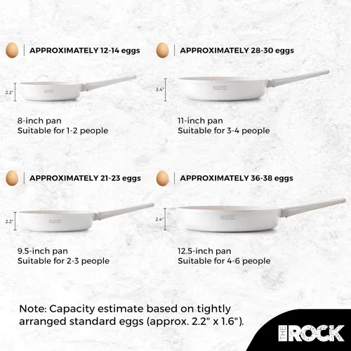 Miniatura 9 de THE ROCK SOHO - Sartén antiadherente de cerámica de 11 pulgadas, no se pega, nunca se deforma, dura más tiempo, sartén no tóxica con mango Crema