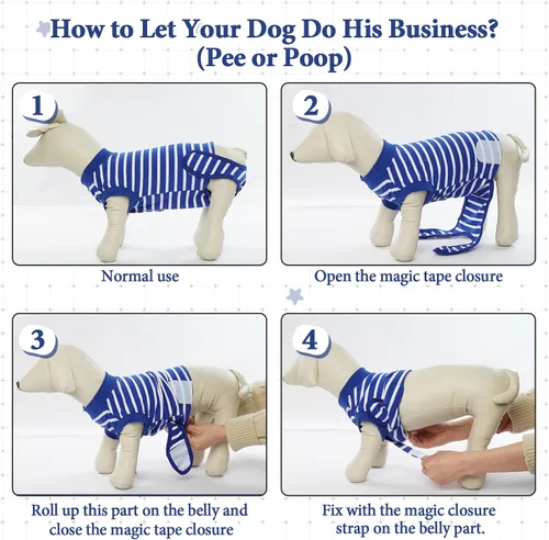 Miniatura 6 de IDOMIK Traje de recuperación para perros – Mono ajustable antilamidas para después de la cirugía, traje esterilizador de esterilización masculino