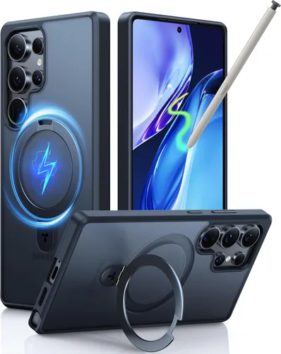 Miniatura 9 de TORRAS Funda magnética de albaricoque pálido para Galaxy S25 Ultra [compatible con Magsafe] soporte de anillo, a prueba de golpes, translúcida