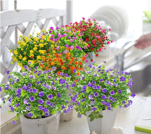 Miniatura 4 de Grunyia 10 paquetes de flores artificiales de narcisos para exteriores (azul)