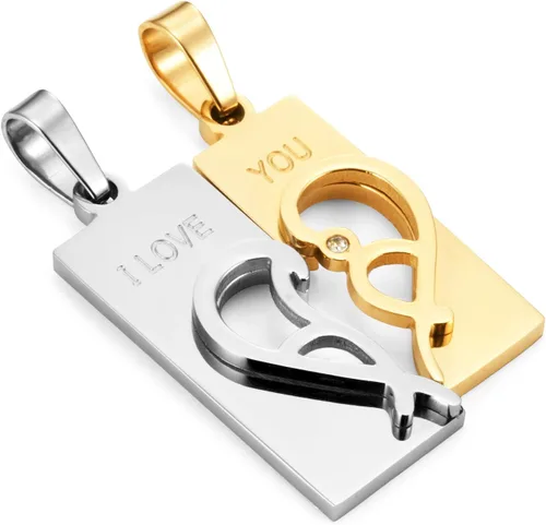 Miniatura 2 de Urban Jewelry Impresionante juego de 2 collares con dije de corazón para parejas para él y ella, para enamorados, San Valentín, cadena de 19 y 21