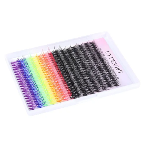 Miniatura 7 de Kit de extensiones de pestañas de colores, kit de extensión de pestañas de 6 colores, pestañas individuales con unión y sello y pinzas de pestañas