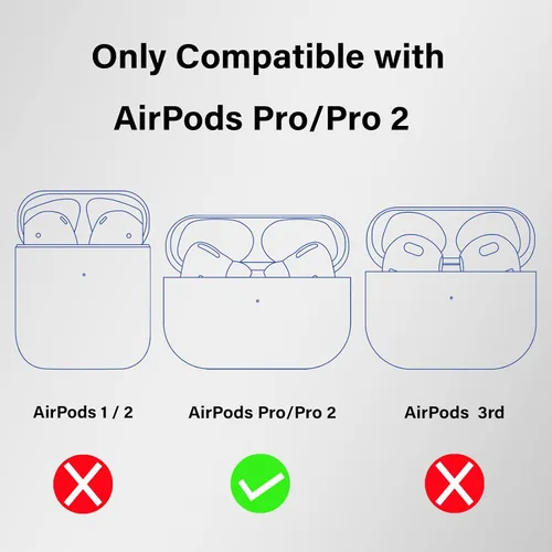Miniatura 2 de Wonhibo Funda para Airpods Pro 2 para mujer, bonita funda de silicona de mariposa para Airpod Pro de 2ª generación 2022 con llavero (negro)