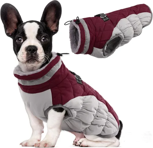 Miniatura 31 de Lelepet Abrigo cálido para perro, abrigo de invierno para perro, chaqueta impermeable para perros con arnés incorporado, chaleco reflectante