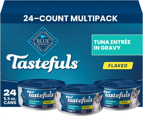 Miniatura 14 de Blue Buffalo Tastefuls - Paquete variado de alimento húmedo natural para gatos, atún, pollo y pescado y camarones en hojuelas en salsa, latas de 5.5
