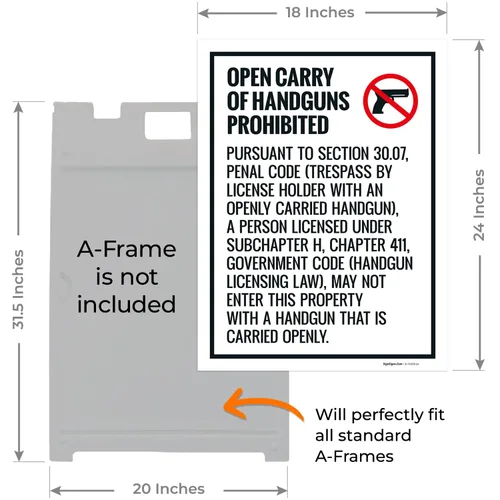 Miniatura 3 de Open Carry Of Handguns Prohibited Texas Penal Code Section 3007 Kit de letreros para acera, 18 x 24 pulgadas, paneles de repuesto (paquete de 2)