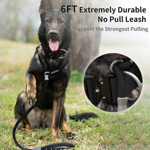 Miniatura 2 de Correa de entrenamiento para perros de cuerda antideslizante fuerte (6 pies) – Correa de nailon trenzado resistente y duradera con tapón de goma
