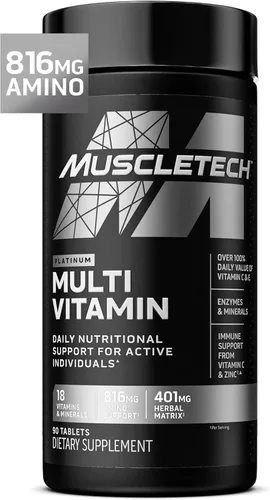MuscleTech Platinum Multivitamins para Hombres y Mujeres - Suplemento Multivitamínico para Apoyo Inmunológico - 18 Vitaminas y Minerales, Vitamina A