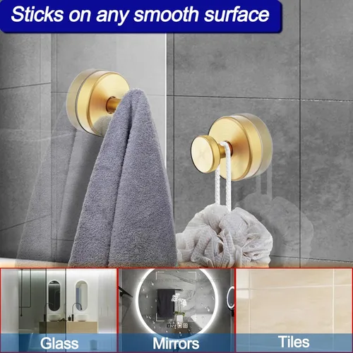 Miniatura 4 de Bntuk Ganchos de ventosa para ducha, ganchos para toallas para vidrio de ventana de baño, gancho de bata de baño Looafh para colgar - paquete de 2