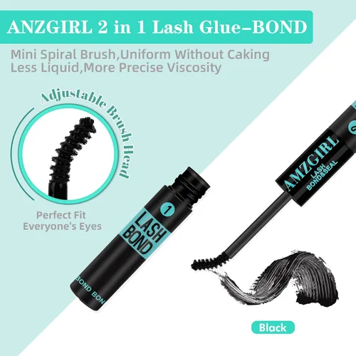 Miniatura 4 de Pegamento y Sellado de Pestañas AMZGIRL LASH - Pegamento para racimos de pestañas con varita de rímel, 10 ml, larga duración 72 horas, pegamento