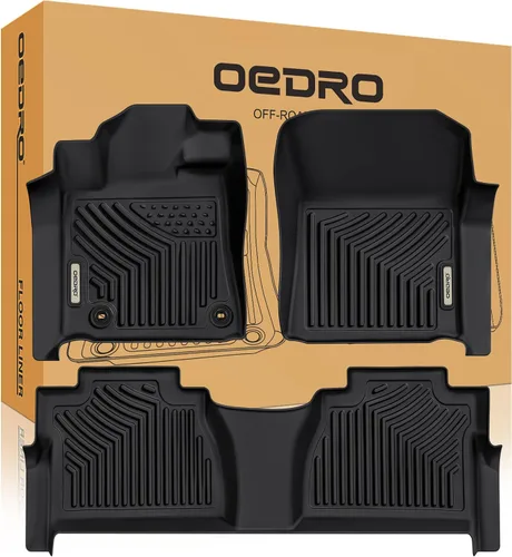 Miniatura 12 de OEDRO Alfombrillas compatibles con Toyota Tundra CrewMax Cab 2014-2021, juego de revestimientos delanteros y de segunda fila de ajuste personalizado