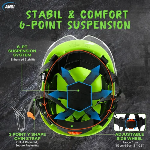 Miniatura 5 de AOLAMEGS Casco Duro de Seguridad ABS – Casco de Seguridad Aprobado ANSI Z89.1 con Visera Ajustable Ventilado para Hombres Mujeres Adultos Cascos