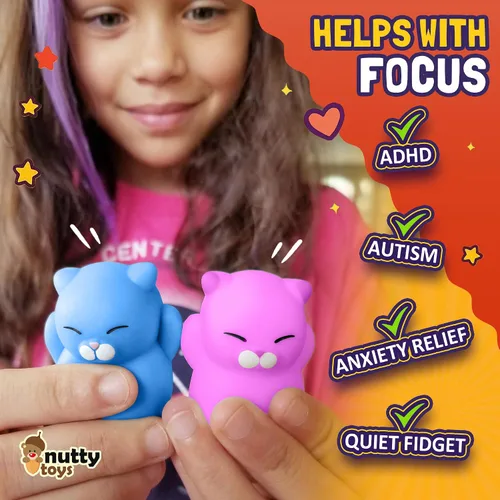 Miniatura 7 de Nutty Toys Juego de Gatos Suaves - Gatitos Kawaii de Silicona Suave de 2", Juguete Principal para Alivio del Estrés 2025 Regalos Únicos