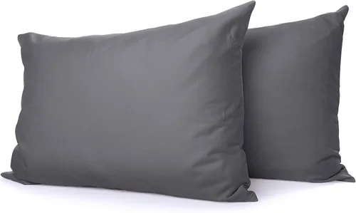 Miniatura 13 de Juego de 2 fundas de almohada de lujo para dormir con funda suave y transpirable, 100% algodón, 800 hilos, almohadas de rayas azul claro estándar