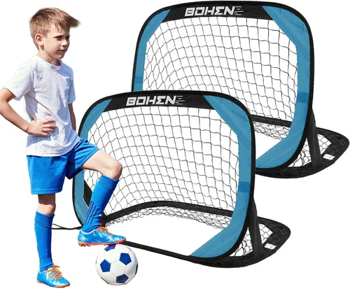 Miniatura 11 de BOHEN Porterías de fútbol desplegables para niños, red de fútbol portátil plegable para exteriores, interiores, patio trasero y playa