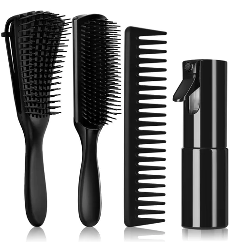 Miniatura 11 de Hommtina Juego de cepillos desenredantes con botella de spray para cabello rizado, juego de cepillos para botellas para mujeres y niños