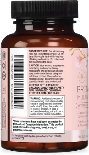 Miniatura 8 de Vitaminas prenatales para mujeres con ácido fólico + Omega 3 DHA para apoyo al desarrollo fetal - Suplemento vitamínico prenatal para mamá y bebé