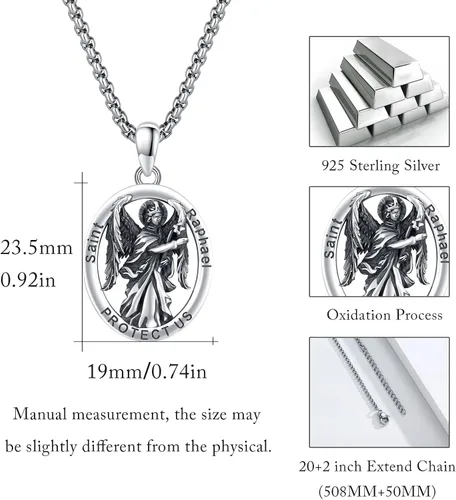 Miniatura 397 de Collar con colgante de plata de ley 925 con medalla de San Patrón, joyería religiosa para hombres y mujeres, con cadena de acero inoxidable 316L
