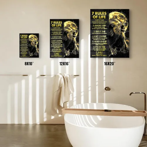 Miniatura 6 de Arte de pared motivacional de 7 reglas de la vida para el aula, impresiones inspiradoras, cuadros de león, lienzo para decoración de pared, citas