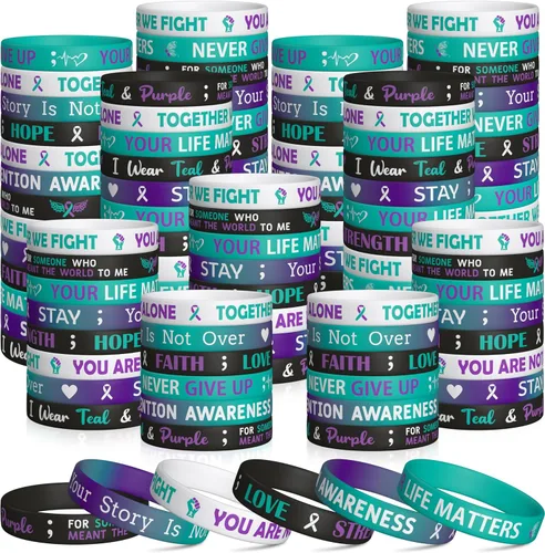 WATINC Juego de pulseras de silicona para concientización sobre el suicidio, piezas de concienciación sobre prevención del suicidio, cintas