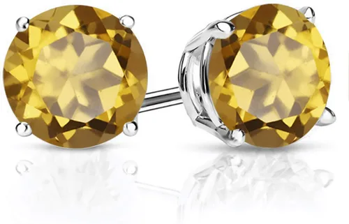 Miniatura 102 de Gem Stone King Aretes de plata de ley 925 con piedra natal redonda de 0.276 in para mujer