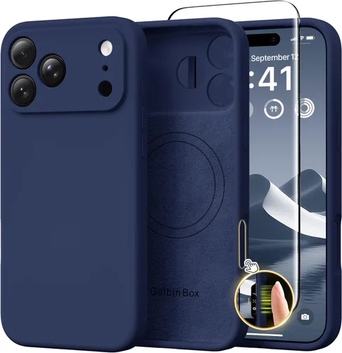 Miniatura 46 de GolbinBox Funda magnética para iPhone 17, compatible con MagSafe, cubierta de silicona integrada para control de cámara, funda de silicona líquida a