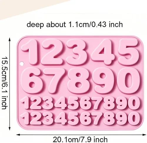 Miniatura 2 de Paquete de 2 moldes de silicona para números, 30 cavidades, medianos y pequeños, de 0 a 9 dígitos para hornear, chocolate, dulces, cupcake, jabón
