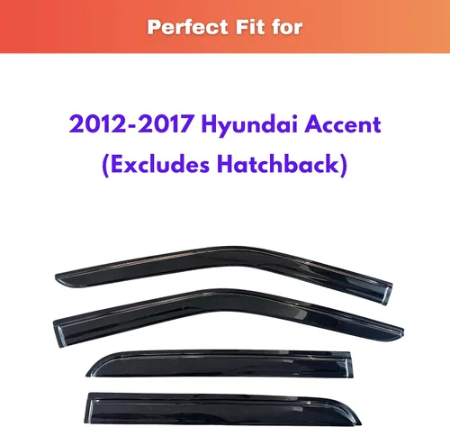 Miniatura 2 de KPY Visor de Ventana Compatible con Hyundai Accent Sedan 2012-2017, Protector de Lluvia de 4 Piezas Deflectores de Ventilación de Ventana Lateral