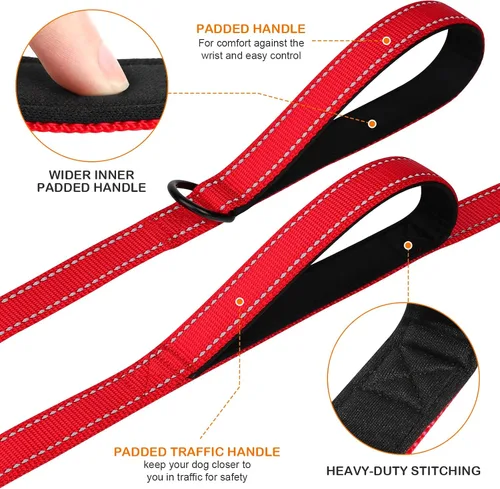 Miniatura 2 de Joytale - Correa resistente para perros grandes que tiran, doble asa para control de tráfico, correas reflectantes de doble cara para perros grandes