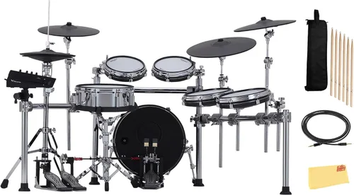 Miniatura 10 de Roland TD313 V-Drums Kit de batería electrónica Bundle con trono de batería, cable de audio, baquetas, bolsa para baquetas y paño de pulido