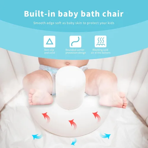 Miniatura 6 de Bañera inflable portátil para bebés de 6 meses en adelante, piscina plegable para bebés con base antideslizante y asiento de apoyo suave, ideal