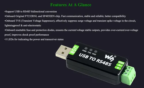 Miniatura 3 de 2PCS Industrial USB a RS485 Convertidor bidireccional Placa Adaptadora con Original FT232RNL y SP485EEN Chip Comunicación Rápida hasta 0.7 mi