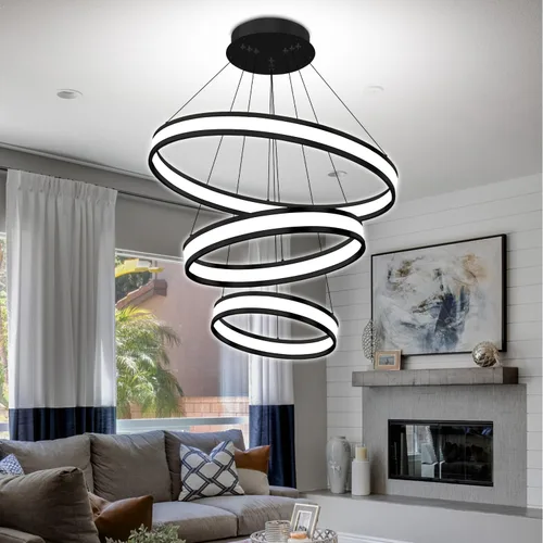 Miniatura 12 de Moderno candelabro de anillo acrílico regulable con LED, lámpara de anillo ajustable para comedor, sala de estar, dormitorio, cocina