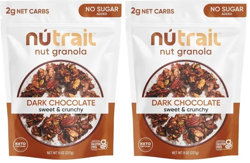 Miniatura 12 de NuTrail Cereal de granola de nuez, chocolate negro, sin azúcar añadido, keto, bajo en carbohidratos, sin gluten, sin granos, desayuno saludable, 8