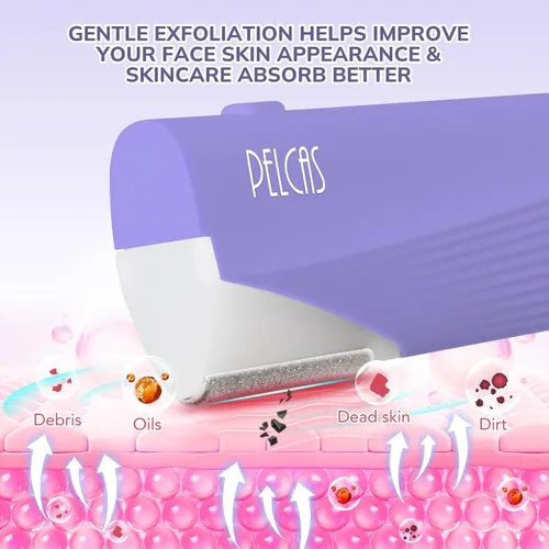 Miniatura 6 de PELCAS Herramienta eléctrica de dermaplaning para la cara de las mujeres con luz LED 3 velocidades Mini Dermaplaning Razor con 6 cuchillas, 2 en 1