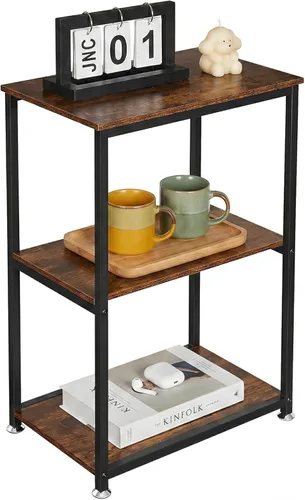 Miniatura 8 de VECELO Tall End Side Table,30" Height Nightstand with 3-Tier Storage Shelf for Living Room Bedroom Office Hallway Study