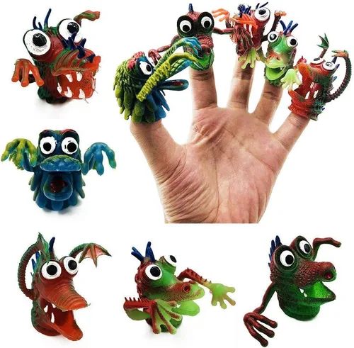 Miniatura 2 de Dibujos animados de silicona animal dedo títeres monstruo narración muñeca teatro muñeca suave regalo dedos guantes dedos dedos